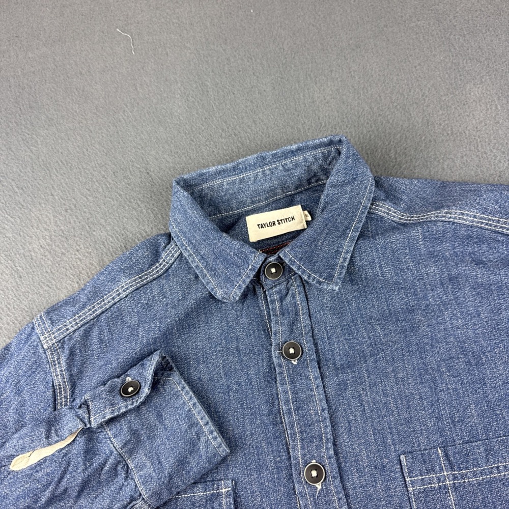Taylor Stitch Selvedge Denim Shirt Men's 40 Blue Workwear Utility Huckberry Work